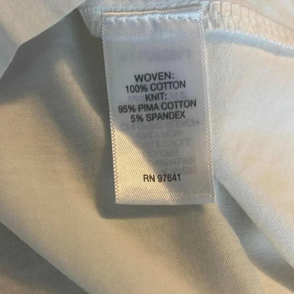 J. Jill Floral Scoop Neck White Cotton Shirt Small